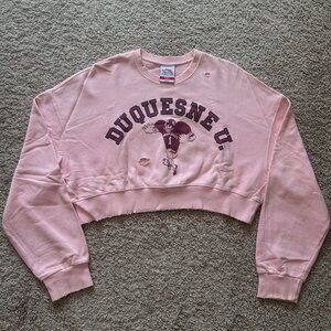 💗 Cropped Pink Graphic Sweatshirt – Korean  Style
